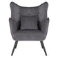 Ive 30 Inch Accent Chair Wingback Padded Gray Velvet Upholstery Black By Casagear Home BM316077