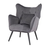 Ive 30 Inch Accent Chair Wingback Padded Gray Velvet Upholstery Black By Casagear Home BM316077