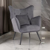 Ive 30 Inch Accent Chair Wingback Padded Gray Velvet Upholstery Black By Casagear Home BM316077