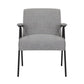 Kia 25 Inch Modern Armchair Plush Gray Woven Fabric Upholstery Black By Casagear Home BM316079