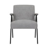 Kia 25 Inch Modern Armchair Plush Gray Woven Fabric Upholstery Black By Casagear Home BM316079