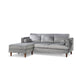 Ifo 84 Inch Sofa with Reversible Chaise Ottoman USB Light Gray Velvet By Casagear Home BM316083