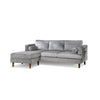 Ifo 84 Inch Sofa with Reversible Chaise Ottoman USB Light Gray Velvet By Casagear Home BM316083