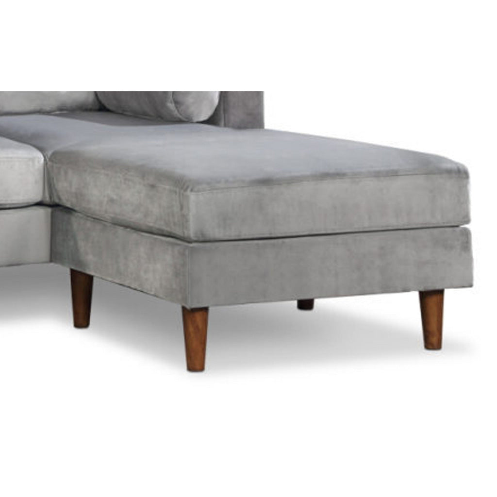 Ifo 84 Inch Sofa with Reversible Chaise Ottoman USB Light Gray Velvet By Casagear Home BM316083