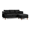 Ifo 84 Inch Sofa with Reversible Chaise Ottoman USB Classic Black Velvet By Casagear Home BM316084