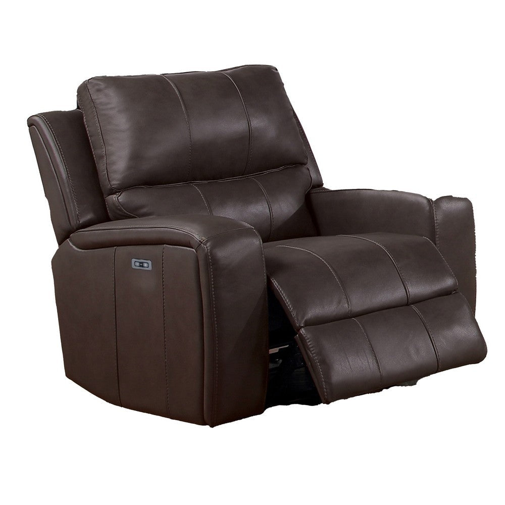 Elle 37 Inch Glider Chair Manual Recliner Cushioned Brown Faux Leather By Casagear Home BM316089