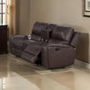 Elle 72 Inch Loveseat, Manual Recliner, Center Console, Brown Faux Leather By Casagear Home