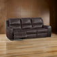 Elle 82 Inch Sofa, Dual Manual Recliner, Cushioned Seat, Brown Real Leather By Casagear Home