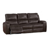 Elle 82 Inch Sofa, Power Recliner, Cushioned Seating, Brown Real Leather By Casagear Home