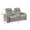 Luxe 73 Inch Console Loveseat Power Recliner Cushioned Gray Real Leather By Casagear Home BM316096