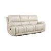 Noir 85 Inch Sofa, Power Recliner, Cushioned Seat, White Real Leather By Casagear Home