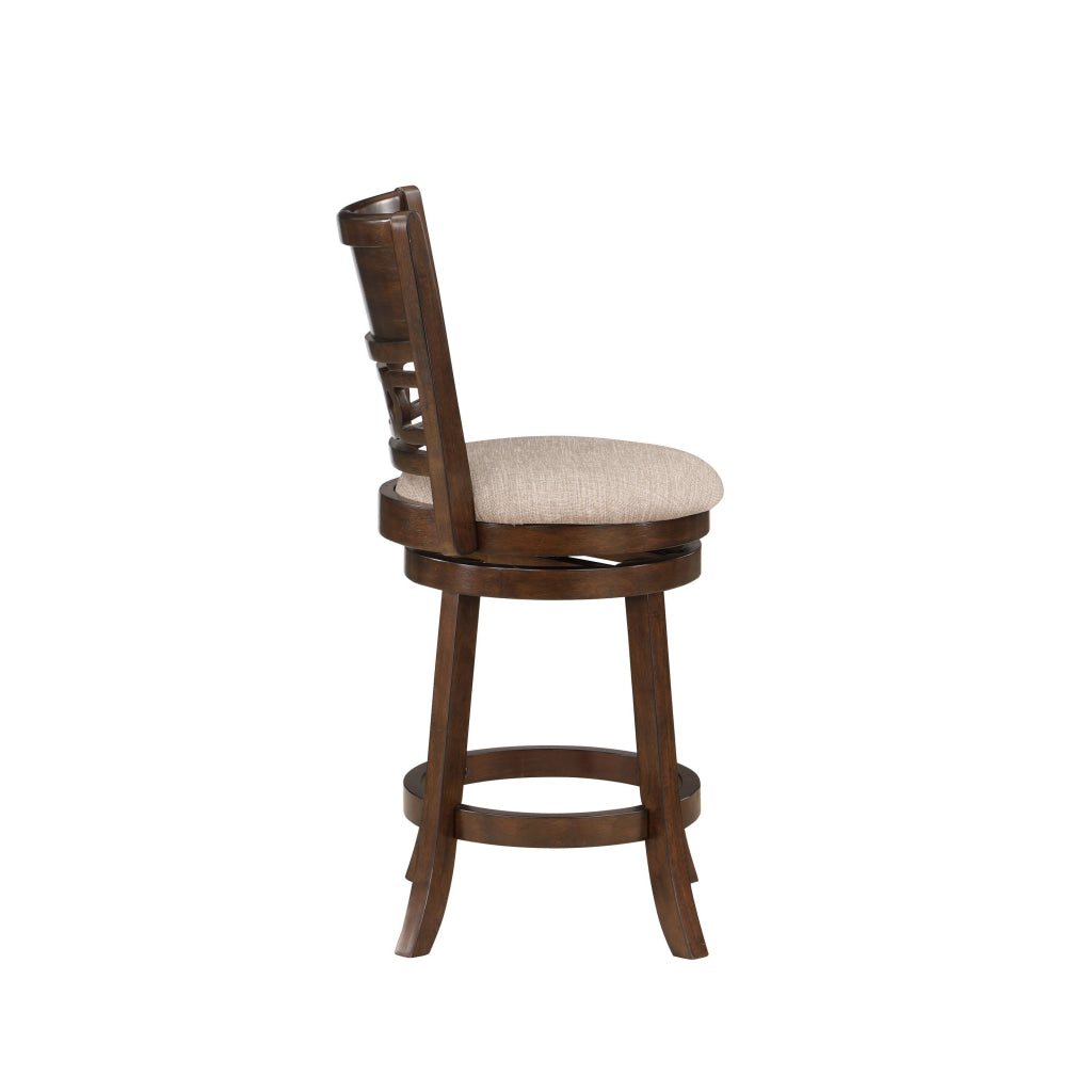 Gary 24 Inch Swivel Counter Stool Cushioned Seat Open Back Cherry Brown By Casagear Home BM316105