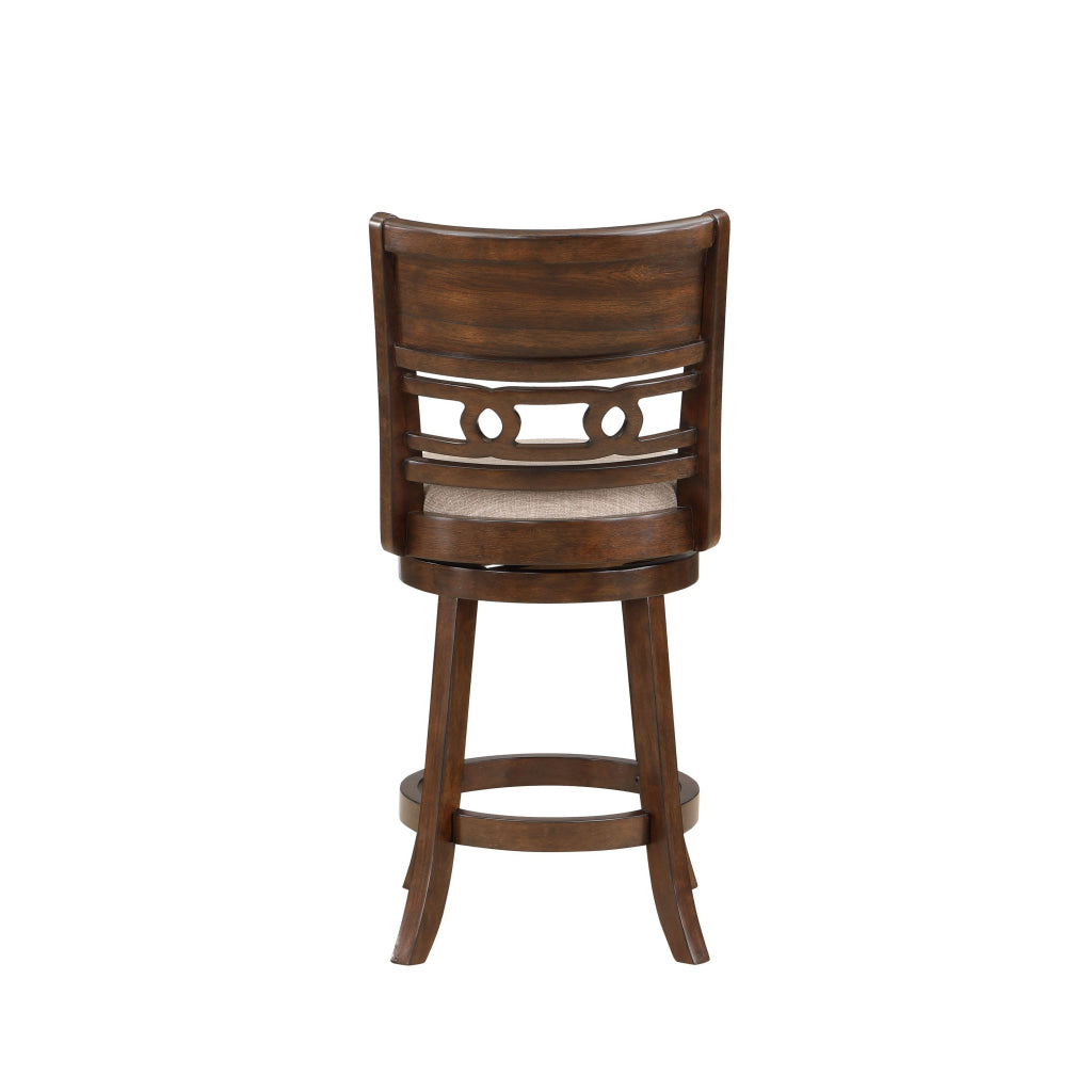 Gary 24 Inch Swivel Counter Stool Cushioned Seat Open Back Cherry Brown By Casagear Home BM316105