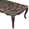 Cona 54 Inch Cocktail Coffee Table Carved Gold Accent Cherry Brown Gray By Casagear Home BM316106