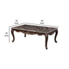 Cona 54 Inch Cocktail Coffee Table Carved Gold Accent Cherry Brown Gray By Casagear Home BM316106