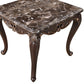 Cona 28 Inch Side End Table Carved Gold Accents Cherry Brown Gray White By Casagear Home BM316107