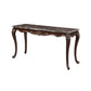 Cona 58 Inch Console Table Carved Gold Accents Cherry Brown Gray White By Casagear Home BM316108