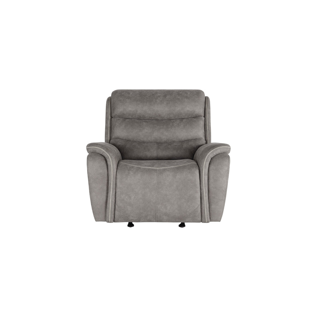 Folu 41 Inch Glider Chair Manual Recliner Cushioned Gray Faux Leather By Casagear Home BM316109