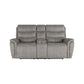 Folu 80 Inch Console Loveseat Dual Manual Recliner Gray Faux Leather By Casagear Home BM316111