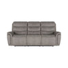 Folu 91 Inch Sofa Dual Manual Recliner Cushioned Seat Gray Faux Leather By Casagear Home BM316112