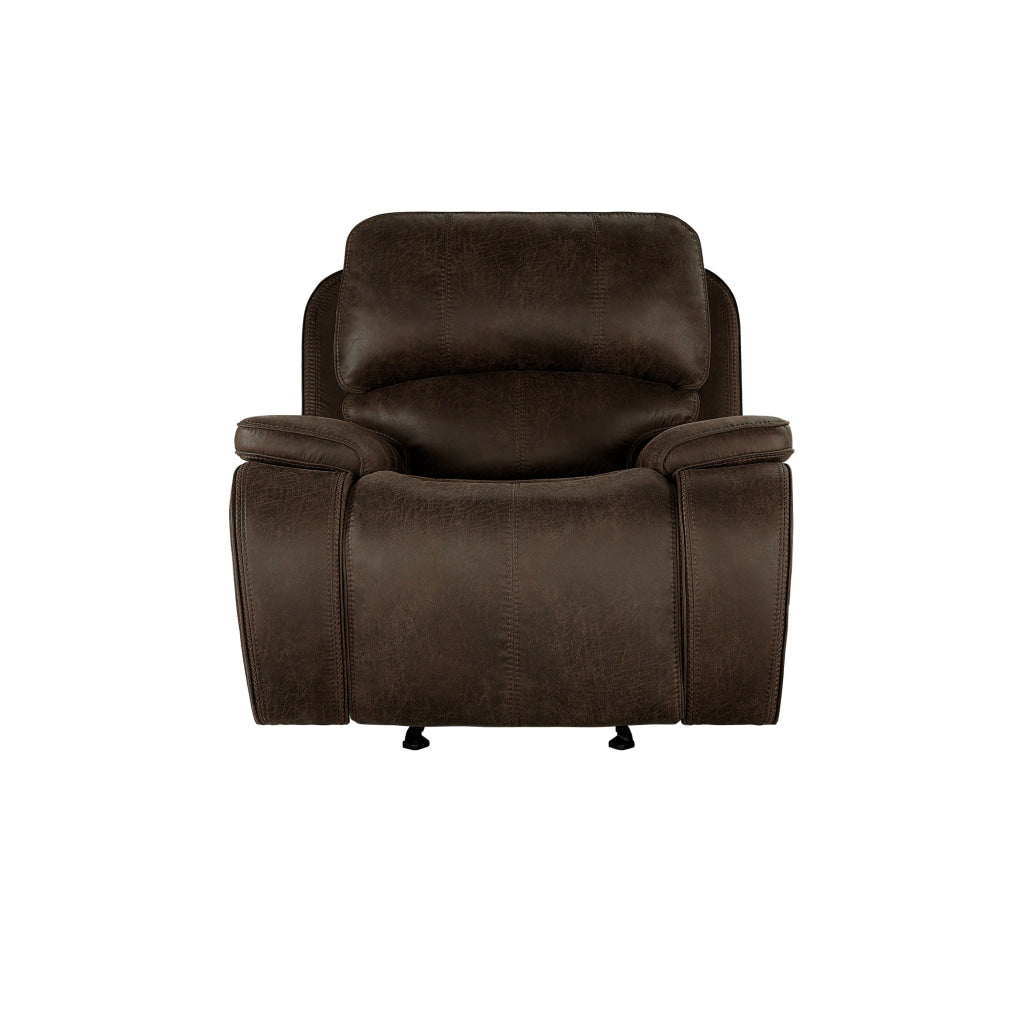 Talo 42 Inch Glider Chair Manual Recliner Cushioned Brown Faux Leather By Casagear Home BM316113