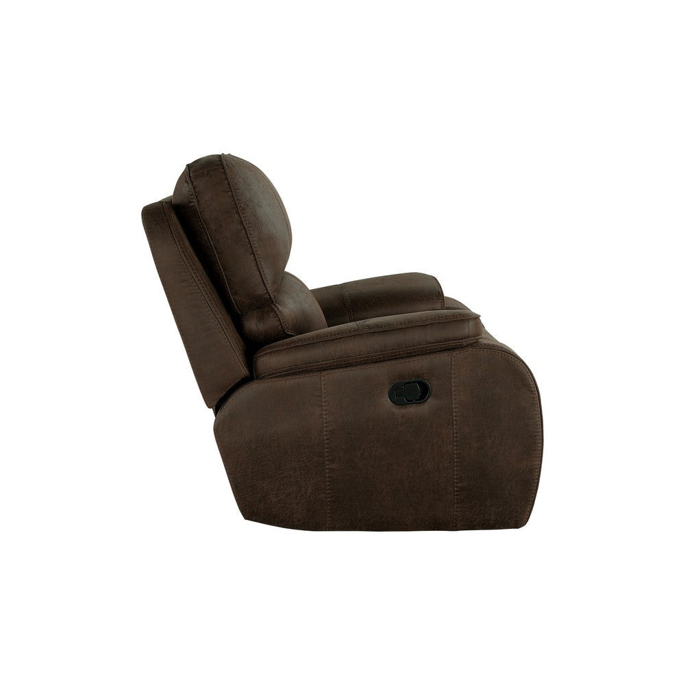 Talo 42 Inch Glider Chair Manual Recliner Cushioned Brown Faux Leather By Casagear Home BM316113