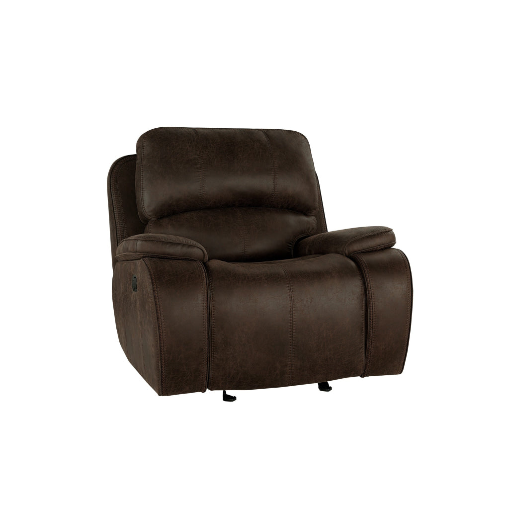 Talo 42 Inch Glider Chair Manual Recliner Cushioned Brown Faux Leather By Casagear Home BM316113