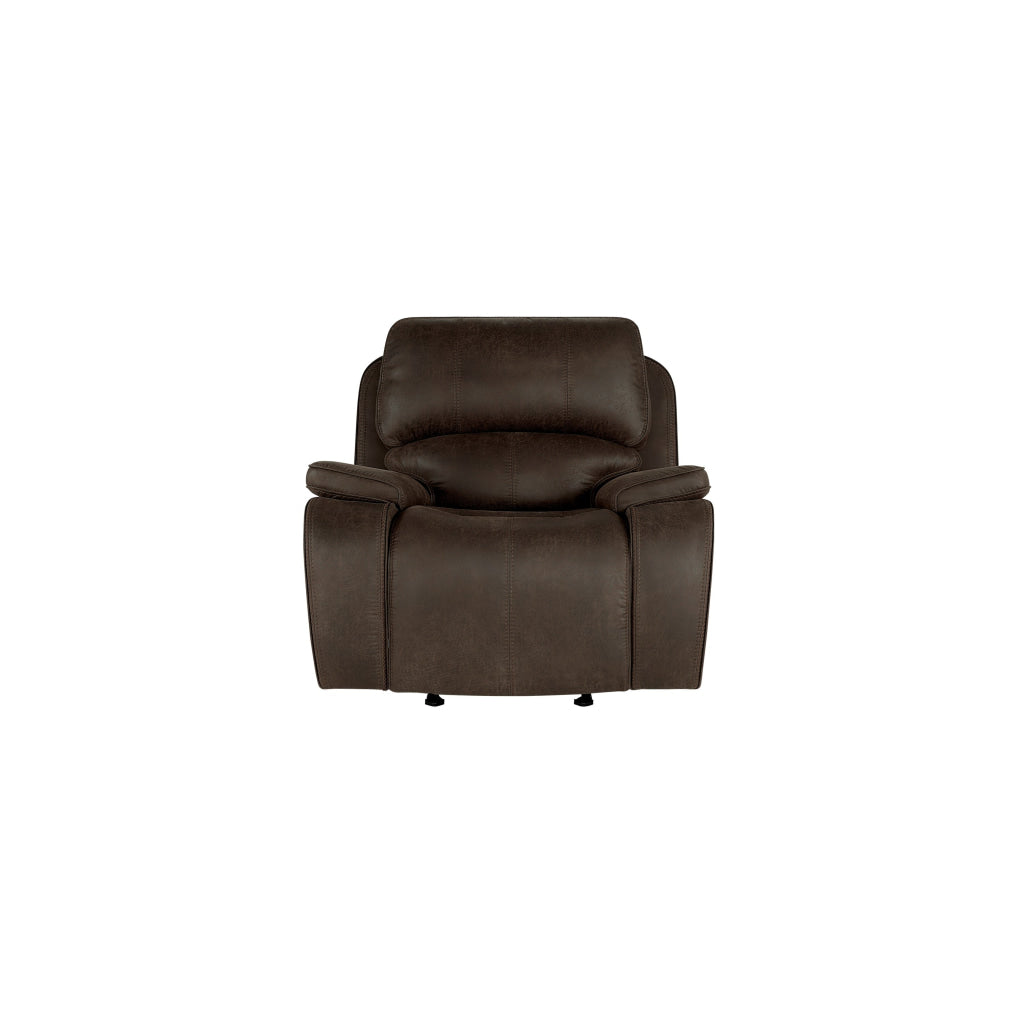 Talo 42 Inch Glider Chair Power Recliner USB C Port Brown Faux Leather By Casagear Home BM316114