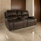 Talo 79 Inch Console Loveseat, Dual Manual Recliner, Cupholders, Brown By Casagear Home