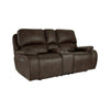 Talo 79 Inch Console Power Recliner Loveseat, Cupholders Brown Faux Leather By Casagear Home