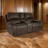 Talo 79 Inch Console Power Recliner Loveseat, Cupholders Brown Faux Leather By Casagear Home