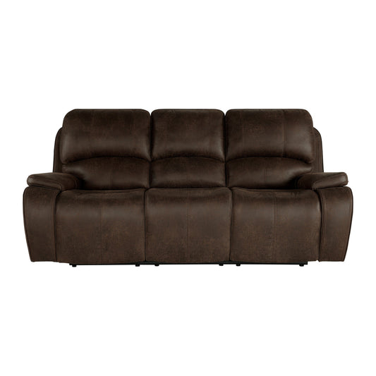 Talo 88 Inch Sofa, Dual Manual Recliner, Cushioned Seat, Brown Faux Leather By Casagear Home