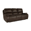 Talo 88 Inch Sofa, Dual Manual Recliner, Cushioned Seat, Brown Faux Leather By Casagear Home