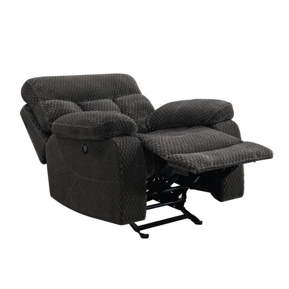 Charl 38 Inch Power Recliner Glider Chair USB Charger Dark Gray Polyester By Casagear Home BM316119