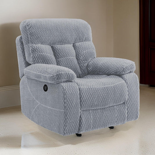 Charl 38 Inch Power Recliner Glider Chair USB Charger Light Gray Polyester By Casagear Home BM316120