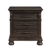 Rion 28 Inch Nightstand with 3 Storage Drawers USB Port Walnut Brown By Casagear Home BM316121