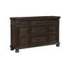 Rion 66 Inch Wide Dresser with 9 Storage Drawers, Bun Feet, Walnut Brown By Casagear Home