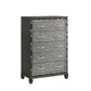 Ren 58 Inch Tall Dresser Chest 5 Glitter Front Drawers Black Silver By Casagear Home BM316126