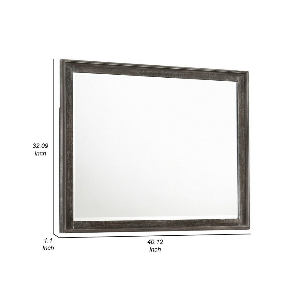 Zavi 32 x 40 Dresser Mirror Rectangular Glass Nutmeg Brown Finish By Casagear Home BM316128