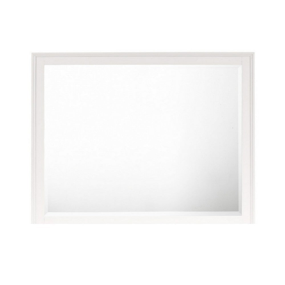 Zavi 32 x 40 Dresser Mirror Rectangular Shape Tempered Glass White By Casagear Home BM316129