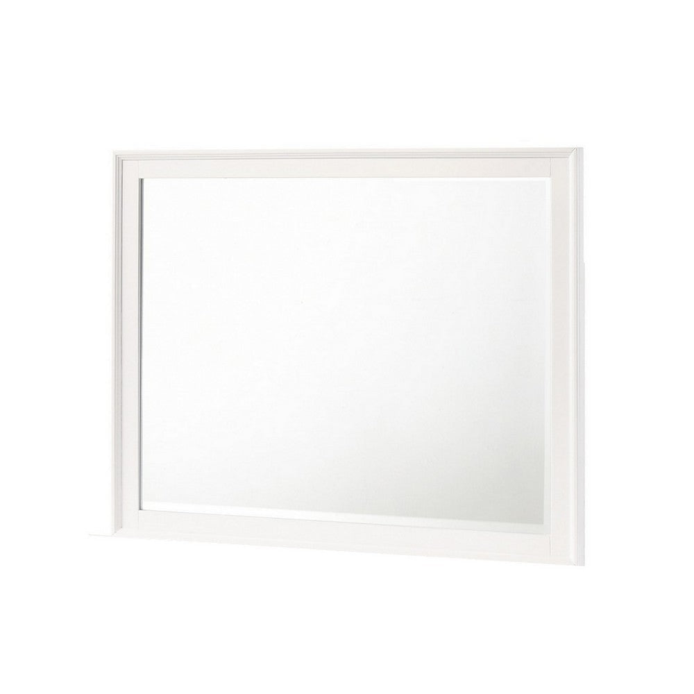 Zavi 32 x 40 Dresser Mirror Rectangular Shape Tempered Glass White By Casagear Home BM316129