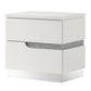 Ara 23 Inch Nightstand 2 Drawers Crystal Accents White Laminate Finish By Casagear Home BM316130