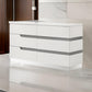 Ara 63 Inch Wide Dresser 6 Drawers Crystal Accents White Laminate Finish By Casagear Home BM316131