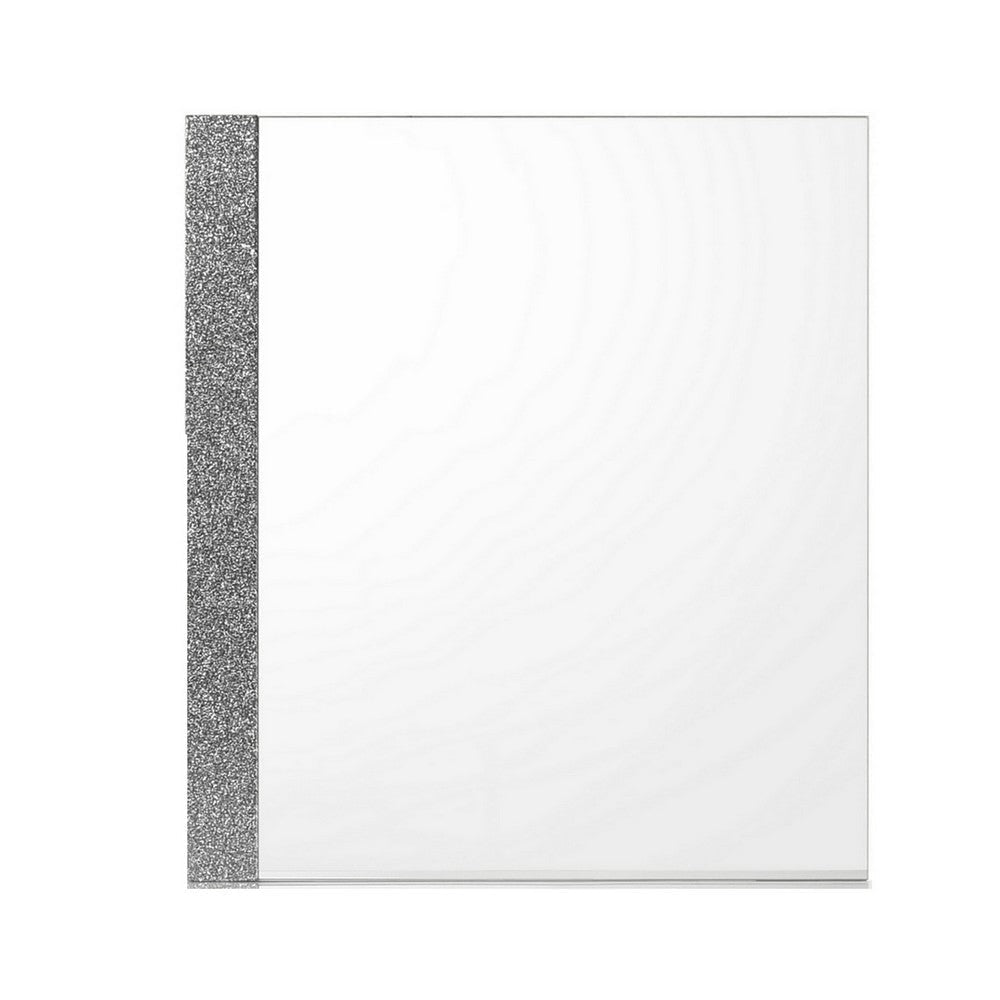 Ara 33 x 39 Dresser Mirror Crystal Accents White Glossy Laminate Finish By Casagear Home BM316132