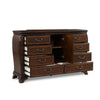 Cali 68 Inch Dresser 8 Drawers Cabinet Drop Handles Gold Cherry Brown By Casagear Home BM316135