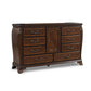 Cali 68 Inch Dresser, 8 Drawers, Cabinet, Drop Handles, Gold, Cherry Brown By Casagear Home