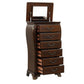 Cali 48 Inch Jewelry Chest 6 Drawers Drop Handles Carved Cherry Brown By Casagear Home BM316138