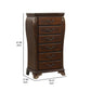 Cali 48 Inch Jewelry Chest 6 Drawers Drop Handles Carved Cherry Brown By Casagear Home BM316138