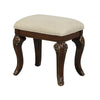 Cali 19 Inch Vanity Stool Cushioned Carved Design Cherry Brown Gold By Casagear Home BM316140