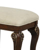 Cali 19 Inch Vanity Stool Cushioned Carved Design Cherry Brown Gold By Casagear Home BM316140